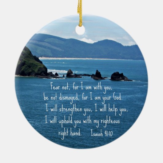 イザヤ書41:10わたしはあなたがたと共にいない恐れ。 セラミックオーナメント (裏面)