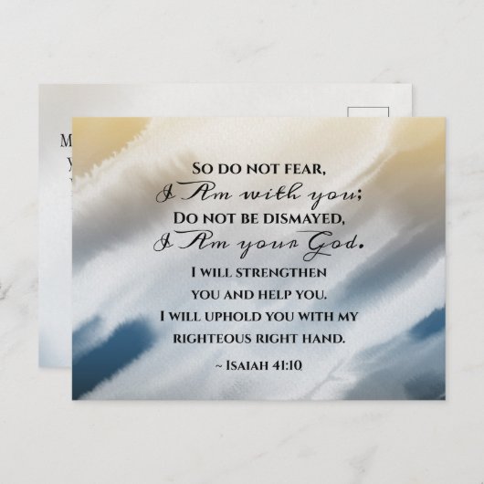 イザヤ書41:10わたしは聖書と共にいることを恐れてはいけない ポストカード (正面/裏面)