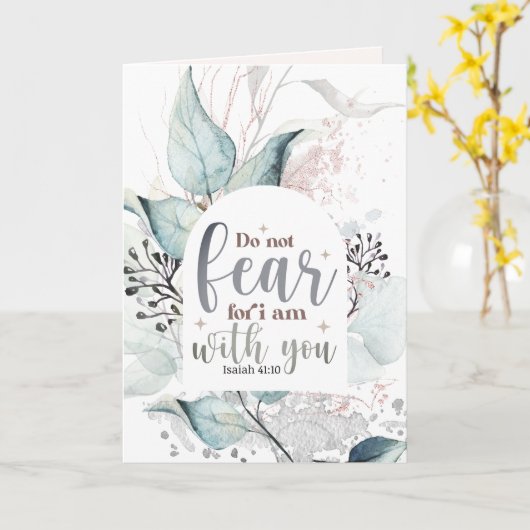 イザヤ書41:10わたしは聖書の聖句と共にいる事を恐れてはいけない カード (黄色い花)