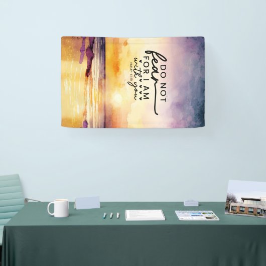 イザヤ書41:10わたしは聖書の聖句と共にいる事を恐れてはいけない 横断幕 (トレードショー)