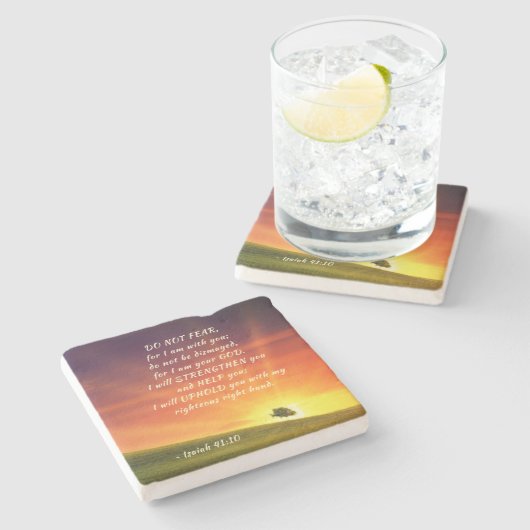 イザヤ書41:10わたしは、あなたがたと共におられる恐れはない ストーンコースター (横)