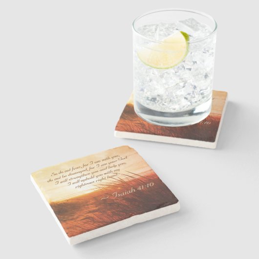 イザヤ書41:10聖書の聖句わたしは、あなたがたと共にいることを恐れてはならない ストーンコースター (横)