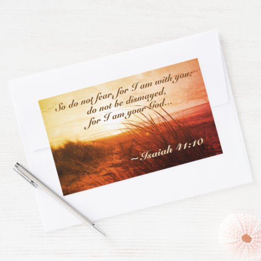 イザヤ書41:10聖書の聖句わたしは、あなたがたと共にいることを恐れてはならない 長方形シール (封筒)