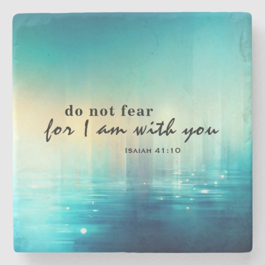 イザヤ書41:10聖書の聖句クリスチャンを恐れてはいけない ストーンコースター (正面)