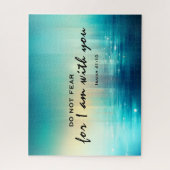 イザヤ書41:10聖書の聖句ブルー抽象芸術を恐れない ジグソーパズル (縦)