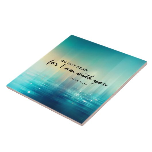 イザヤ書41:10聖書の聖句ブルー抽象芸術を恐れない タイル (側面)