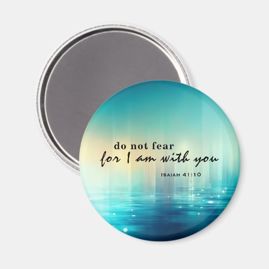イザヤ書41:10聖書の聖句ブルー抽象芸術を恐れない マグネット (正面/裏面)