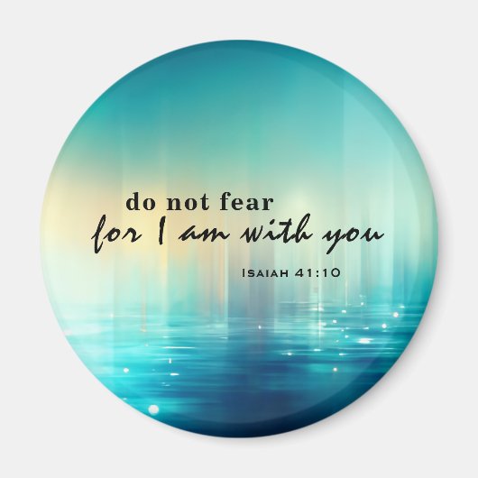 イザヤ書41:10聖書の聖句ブルー抽象芸術を恐れない マグネット (正面)