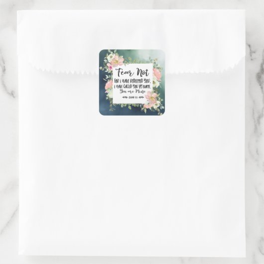 イザヤ書43:1わたしは聖書をあなた方を贖ったのではない恐れ スクエアシール (バッグ)