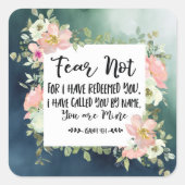 イザヤ書43:1わたしは聖書をあなた方を贖ったのではない恐れ スクエアシール (正面)