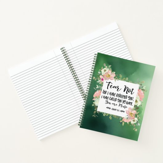 イザヤ書43:1わたしは聖書をあなた方を贖ったのではない恐れ ノートブック (内部)