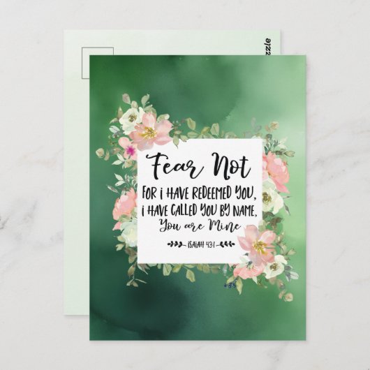 イザヤ書43:1わたしは聖書をあなた方を贖ったのではない恐れ ポストカード (正面/裏面)