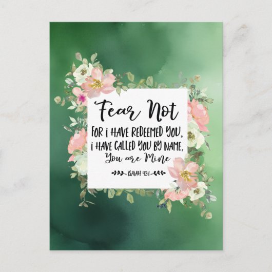 イザヤ書43:1わたしは聖書をあなた方を贖ったのではない恐れ ポストカード (正面)
