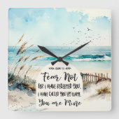 イザヤ書43:1わたしは、あなたがたを贖ったのではない恐れ海 スクエア壁時計 (正面)