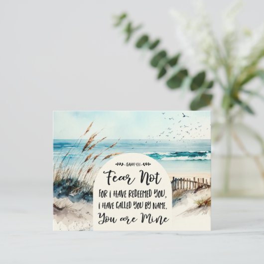 イザヤ書43:1わたしは、あなたがたを贖ったのではない恐れ海 ポストカード (スタンド正面)