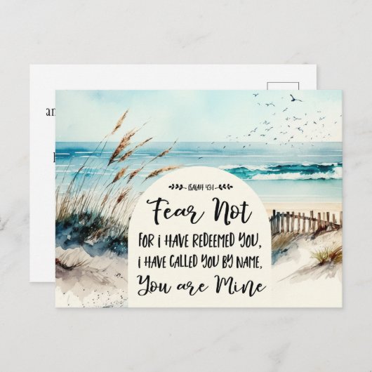 イザヤ書43:1わたしは、あなたがたを贖ったのではない恐れ海 ポストカード (正面/裏面)
