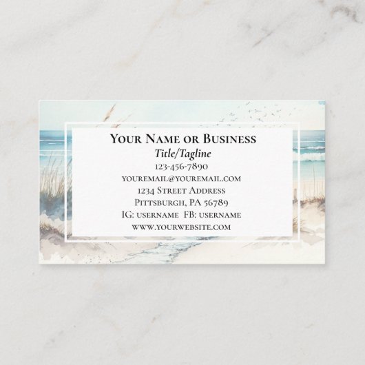 イザヤ書43:1わたしは、あなたがたを贖ったのではない恐れ海 名刺 (裏面)