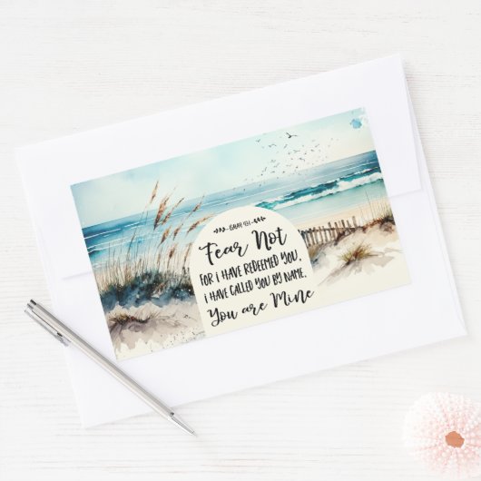 イザヤ書43:1わたしは、あなたがたを贖ったのではない恐れ海 長方形シール (封筒)