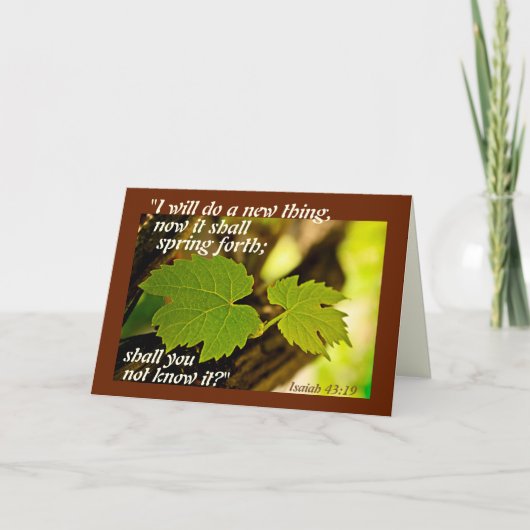 イザヤ書43:19聖書の聖句、私は新しいことをする サンキューカード (正面)