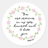 イザヤ書43:4大切わたしの目の中で聖書の聖句リース ラウンドシール (正面)