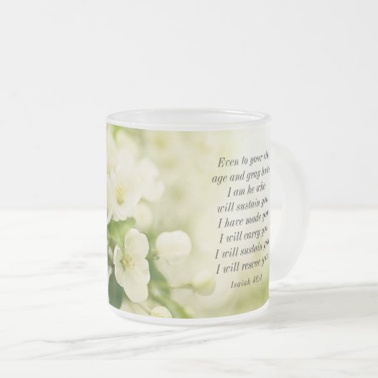 イザヤ書46:4わたしは、あなたがたを支える者である フロストグラスマグカップ (正面右)