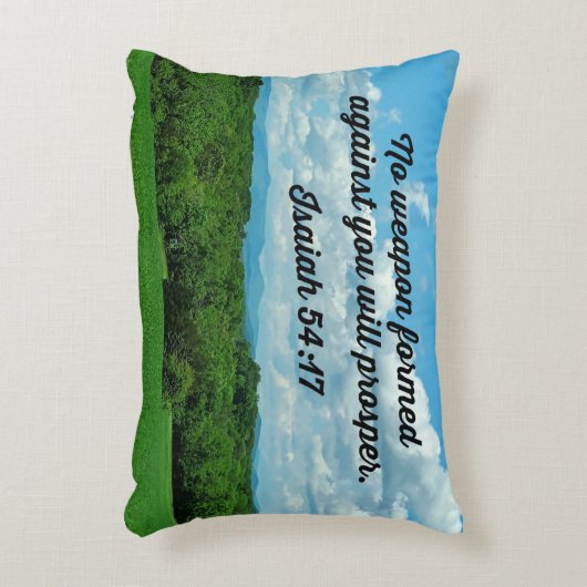 イザヤ書54:17あなたがたに対して武器は形成されなかった アクセントクッション (正面(垂直))