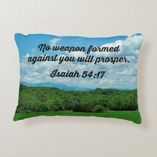 イザヤ書54:17あなたがたに対して武器は形成されなかった アクセントクッション (裏面)