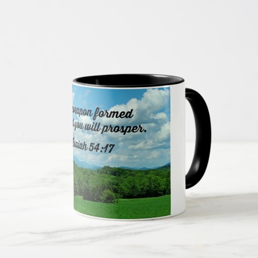 イザヤ書54:17あなたがたに対して武器は形成されなかった マグカップ (正面右)