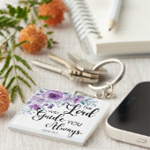 イザヤ書58:11紫のフローラキリスト教の聖句 キーホルダー (正面右)