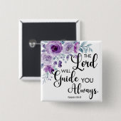 イザヤ書58:11紫のフローラキリスト教の聖句 缶バッジ (正面&裏面)