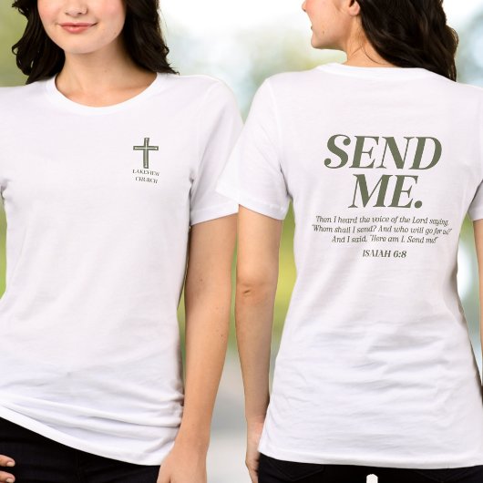イザヤ書6章8節 教会名 アウトリーチ Christian Tシャツ