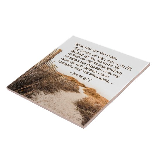 イザヤ書61:1聖書の聖句、イエスは自由を与えられる。 タイル (側面)