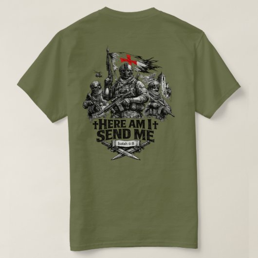イザヤ書6:8 ウォリアーTシャツ Tシャツ (デザイン裏面)