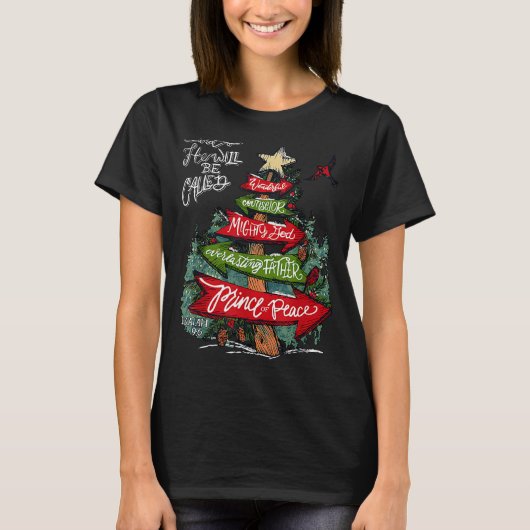 イザヤ書9:6 そして彼はイエスと呼ばれるでしょう クリスマス C Tシャツ (正面)