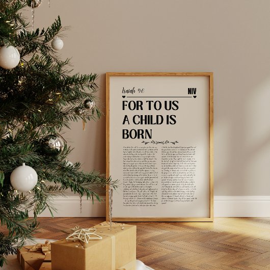 イザヤ書9:6 クリスマスの聖書の詩の芸術 ポスター