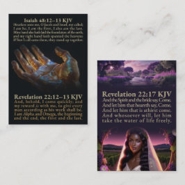 イザヤ書 48:12-13、およびヨハネの黙示録 22:12-13, 17 KJV 名刺