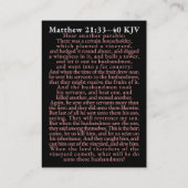 イザヤ書 5:1–2 とマタイによる福音書 21:33–40 KJV 箱入りカード 名刺 (裏面)