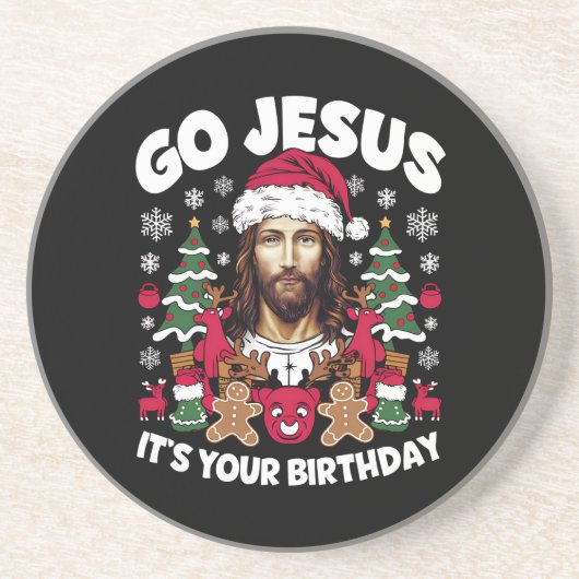 イザヤ様お誕生日おめでとう 不格好なクリスマスセーター コースター (正面)
