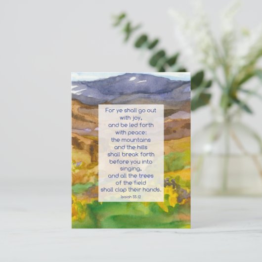 イザヤ聖なる書物、 経典祈りの言葉カードマウンテンランドスケープ ポストカード (スタンド正面)