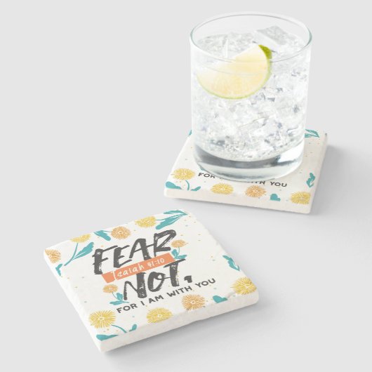 イザヤ語ではない恐怖の聖句の感動的デザイン ストーンコースター (横)