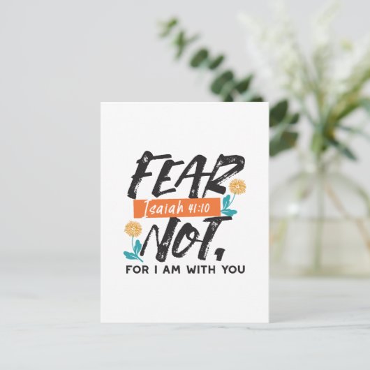 イザヤ語ではない恐怖の聖句の感動的デザイン ポストカード (スタンド正面)