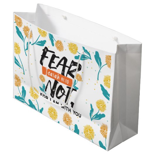 イザヤ語ではない恐怖の聖句の感動的デザイン ラージペーパーバッグ (正面アングル)