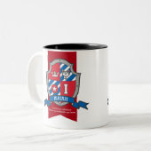 イザヤ騎士はマグカップを意味する赤い青色の名前をシールド ツートーンマグカップ (正面左)