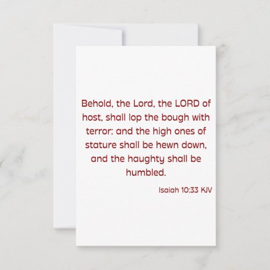イザヤ10:33 KJVバイブル聖句フラットグリーティング カード (正面)