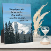 イザヤ1:18あなたの罪は緋色だが… フォトプラーク (側面)