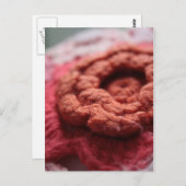 イザヤ1:18かぎ針紅花葉書 ポストカード (正面/裏面)