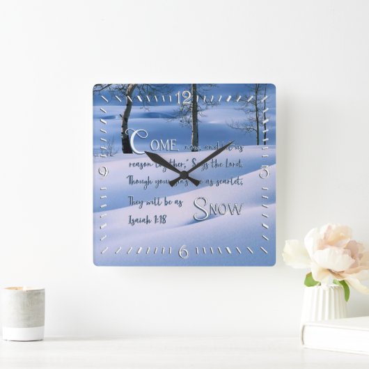 イザヤ1:18平方感動的壁時計 スクエア壁時計 (ホーム)