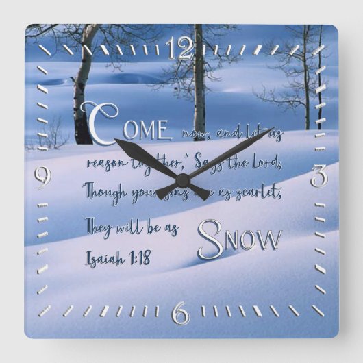 イザヤ1:18平方感動的壁時計 スクエア壁時計 (正面)