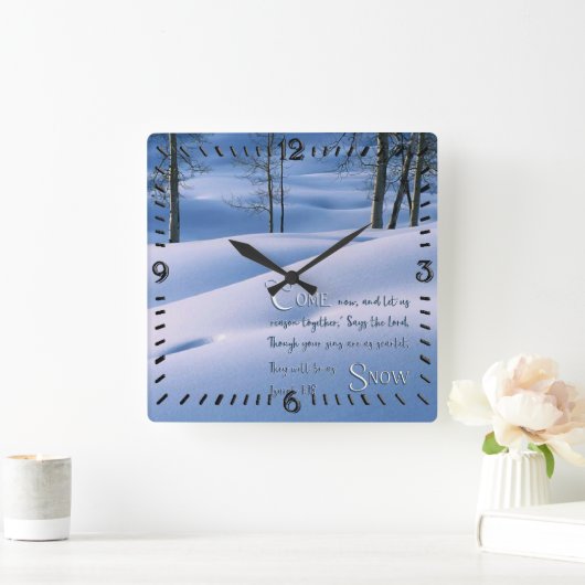 イザヤ1:18 感動的 スクエア壁時計 (ホーム)