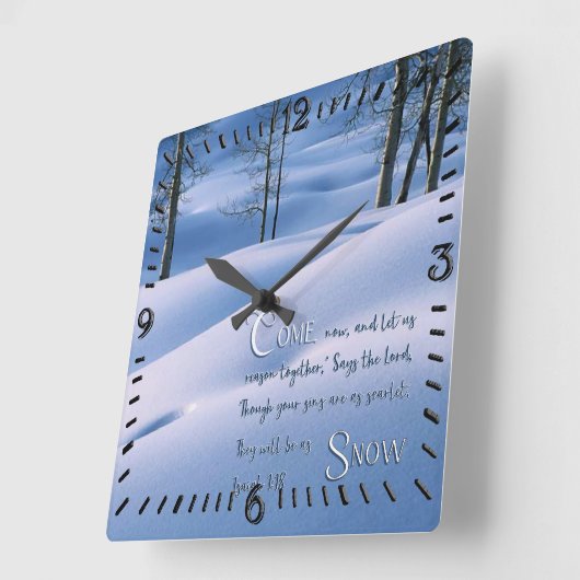 イザヤ1:18 感動的 スクエア壁時計 (傾斜)